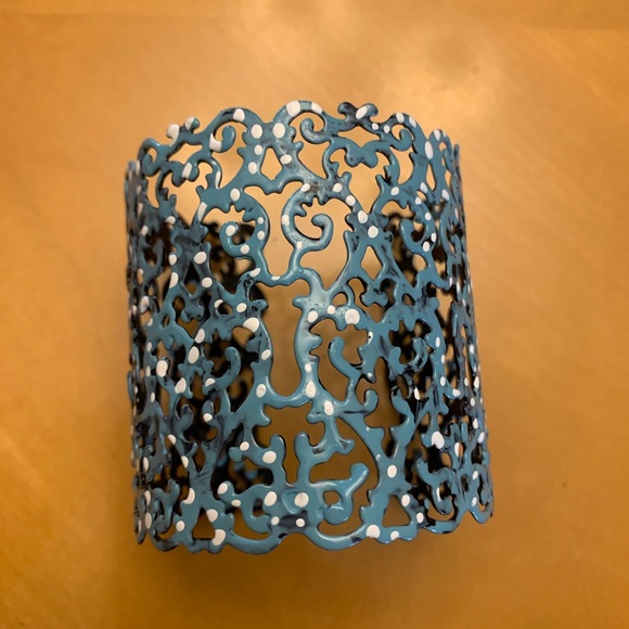 Hand painted wide cuff adjustable bracelet. - Picture 3 of 11